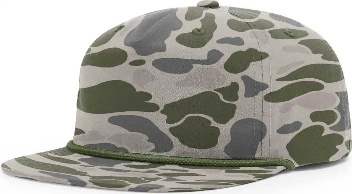 Richardson 256p Umpqua Printed Snapback Caps Marsh Duck Camo Army Olive Rope / Osfm