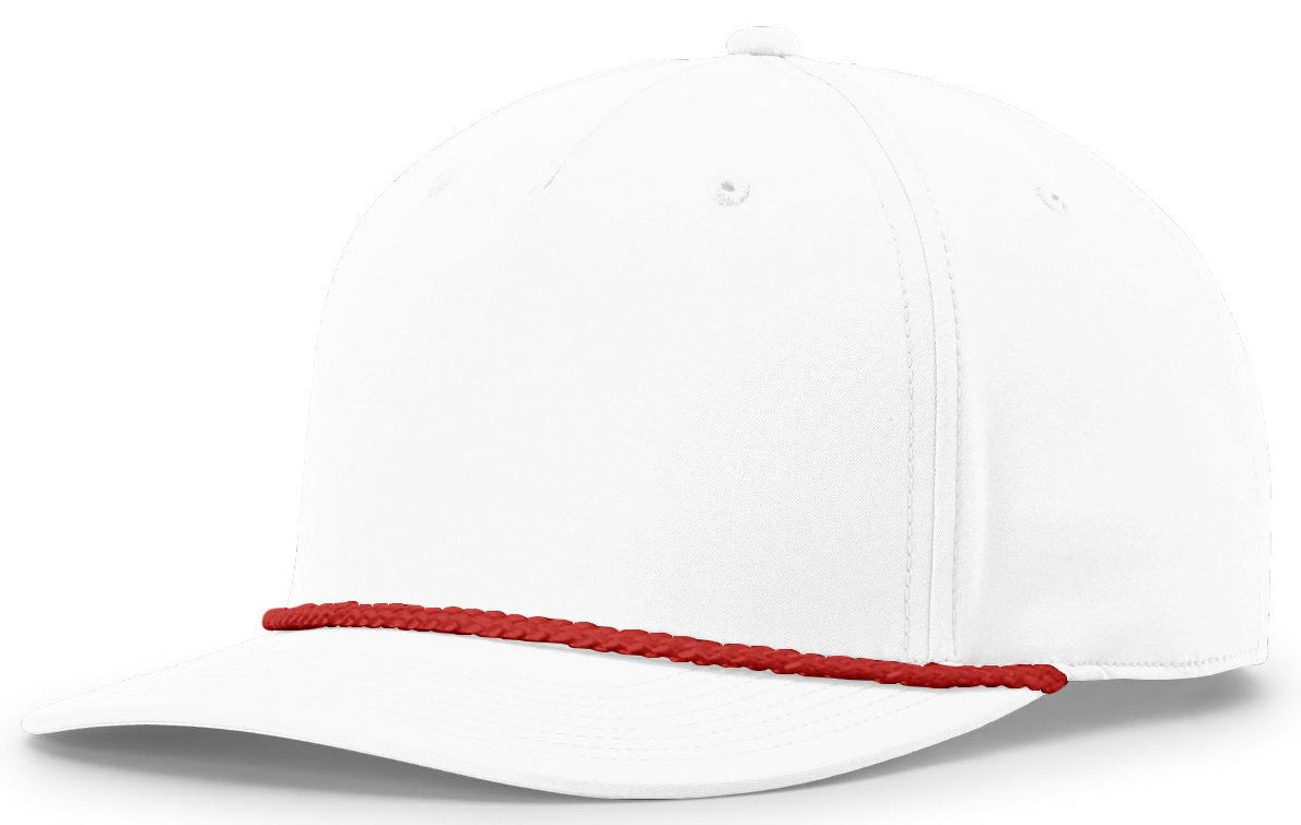 Richardson 258 5 Panel Classic Rope Cap - White Red - Osfm