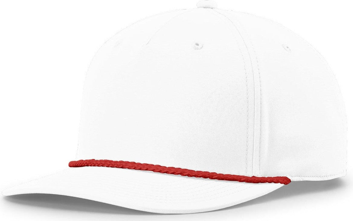 Richardson 258 5 Panel Classic Rope Cap - White Red - Osfm
