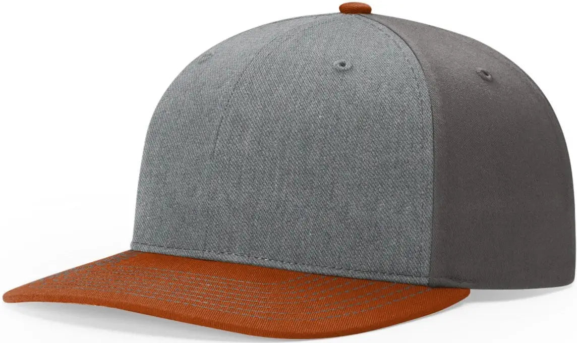 Richardson 312 Solid Twill Trucker Cap - Heather Gray Charcoal Dark Ora - Osfm