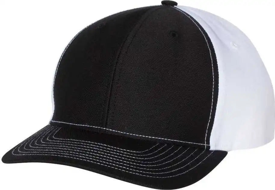 Richardson 312 Twill Back Trucker Caps Black White / Osfm