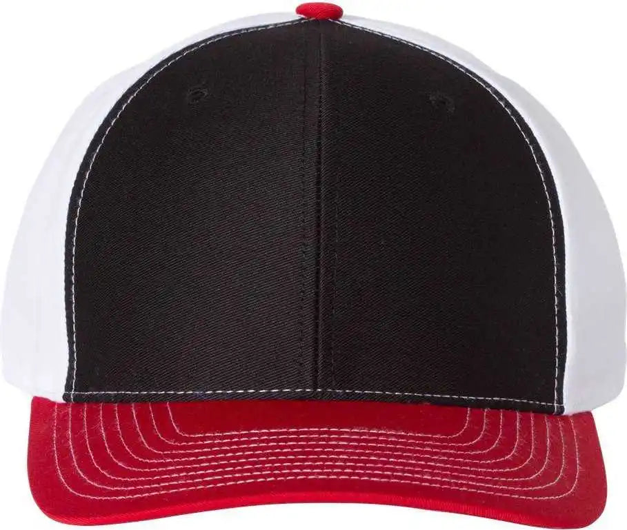 Richardson 312 Twill Back Trucker Caps Black White Red / Osfm