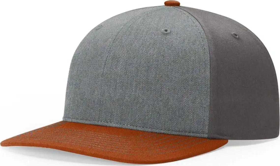 Richardson 312 Twill Back Trucker Caps - Heather Grey Charcoal Dark Orange - Gray / Osfm