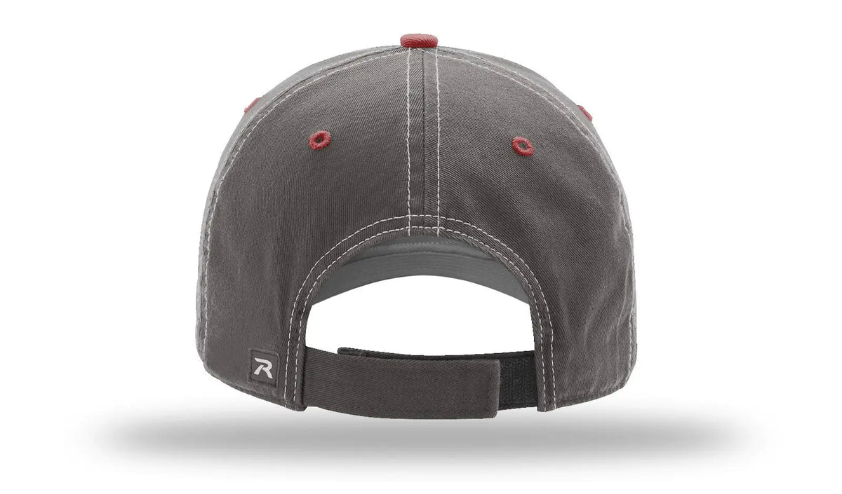 Richardson 322 Washed Chino Charcoal Caps - White Cardinal
