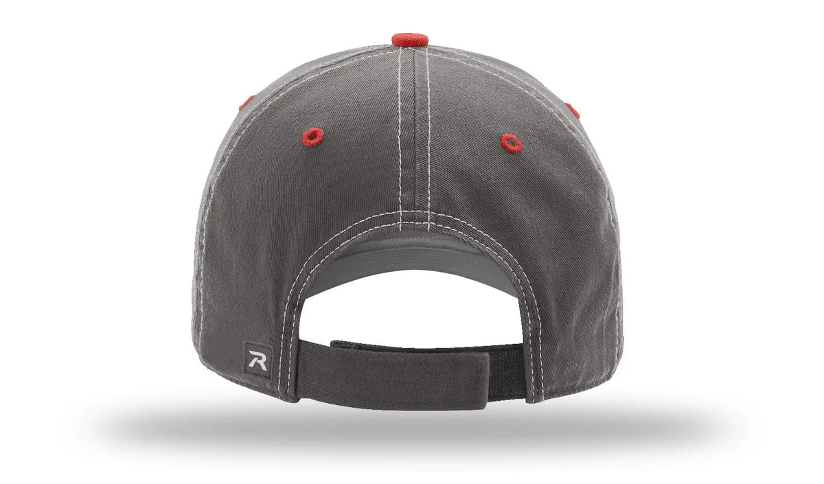 Richardson 322 Washed Chino Charcoal Caps - White Red - Osfm