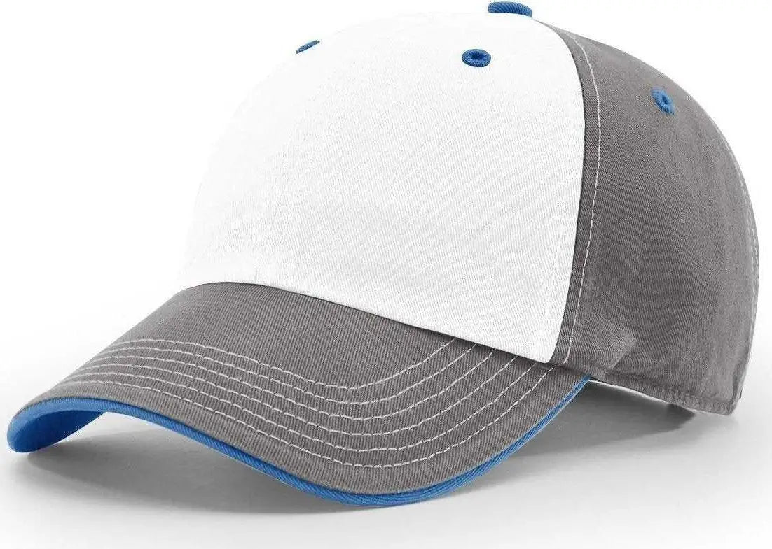 Richardson 322 Washed Chino Charcoal Caps - White Royal
