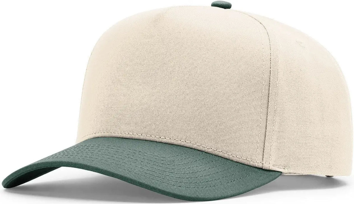 Richardson 323fpc Full Fabric Five Panel Champ Cap - Cream Dark Green - Forest / Osfm