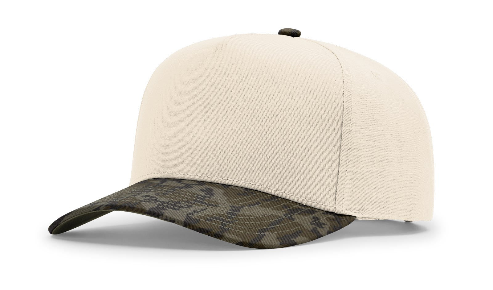 Richardson 323fpc Full Fabric Five Panel Champ Cap - Cream Mossy Oak Bottomland