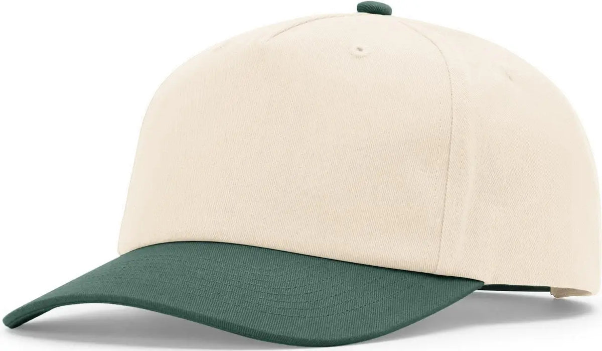 Richardson 356 5 Panel Relaxed Gramps Cap - Cream Dark Green - Forest / Osfm