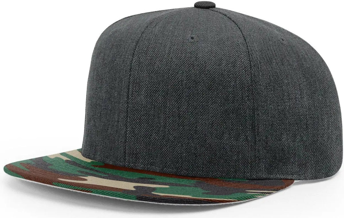 Richardson 510 Acrylic-wool Blend Flatbill Snapback Cap - Heather Charcoal Green Camo - Dark Gray / Osfm