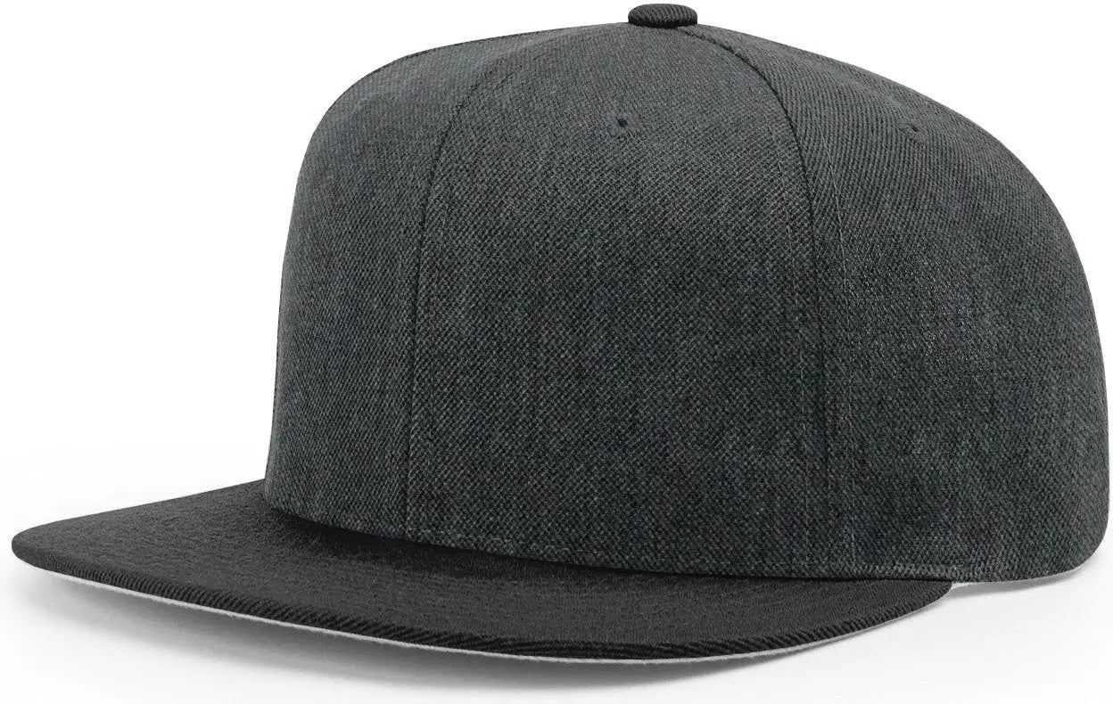 Richardson 510 Acrylic-wool Blend Flatbill Snapback Cap - Heather Charcoal Black - Dark Gray / Osfm