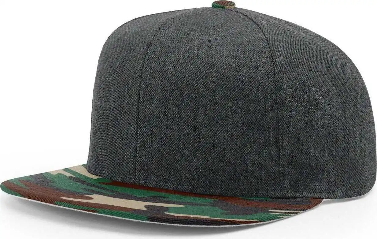 Richardson 510 Wool Flatbill Snapback Caps - Combo Heather Charcoal Green Camo - Multi-colored / Osfm