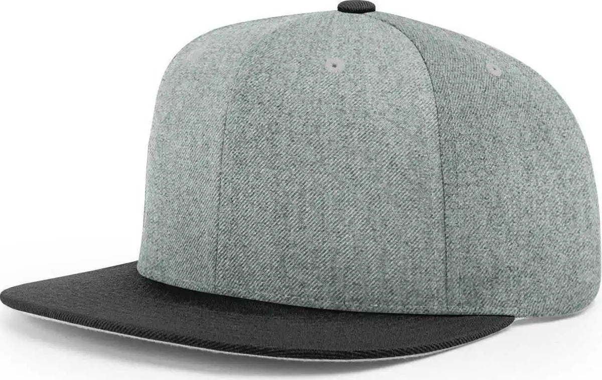 Richardson 510 Wool Flatbill Snapback Caps Heather Grey Black Gray / Osfm
