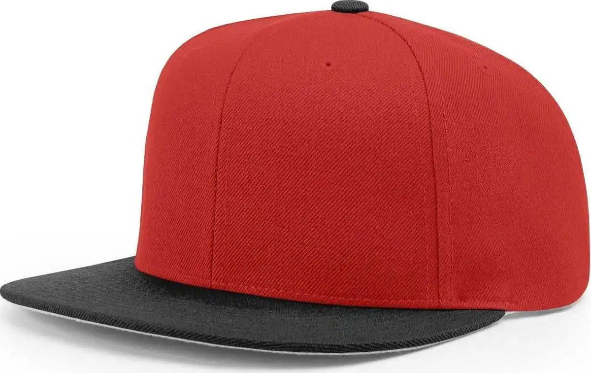 Richardson 510 Wool Flatbill Snapback Caps - Red Black