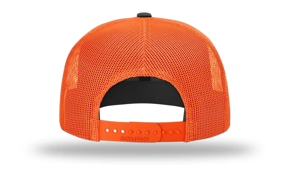 Richardson 511 Acrylic-wool Blend Flatbill Trucker Cap - Black Neon Orange - Osfm