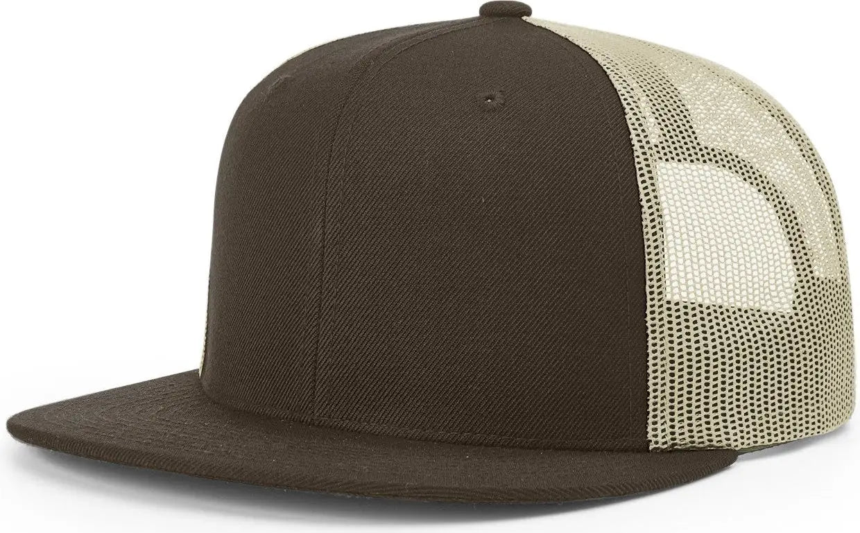 Richardson 511 Acrylic-wool Blend Flatbill Trucker Cap - Brown Khaki - Osfm