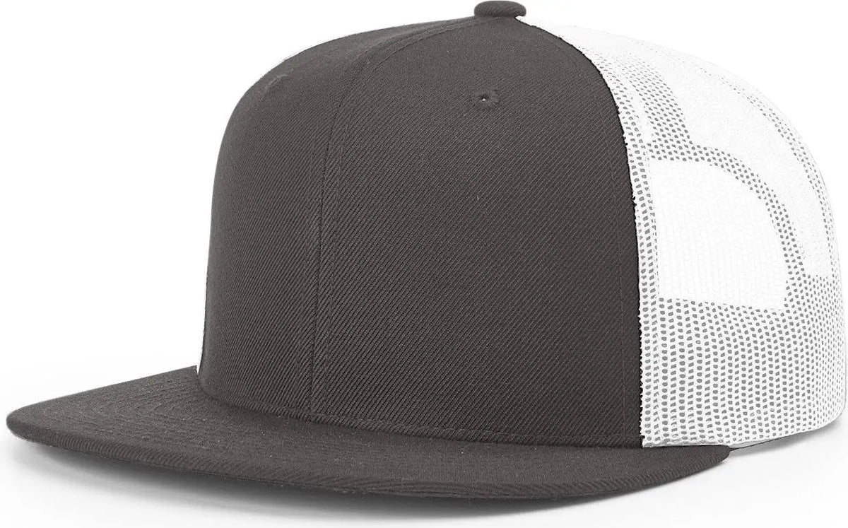 Richardson 511 Acrylic-wool Blend Flatbill Trucker Cap - Charcoal White - Dark Gray / Osfm