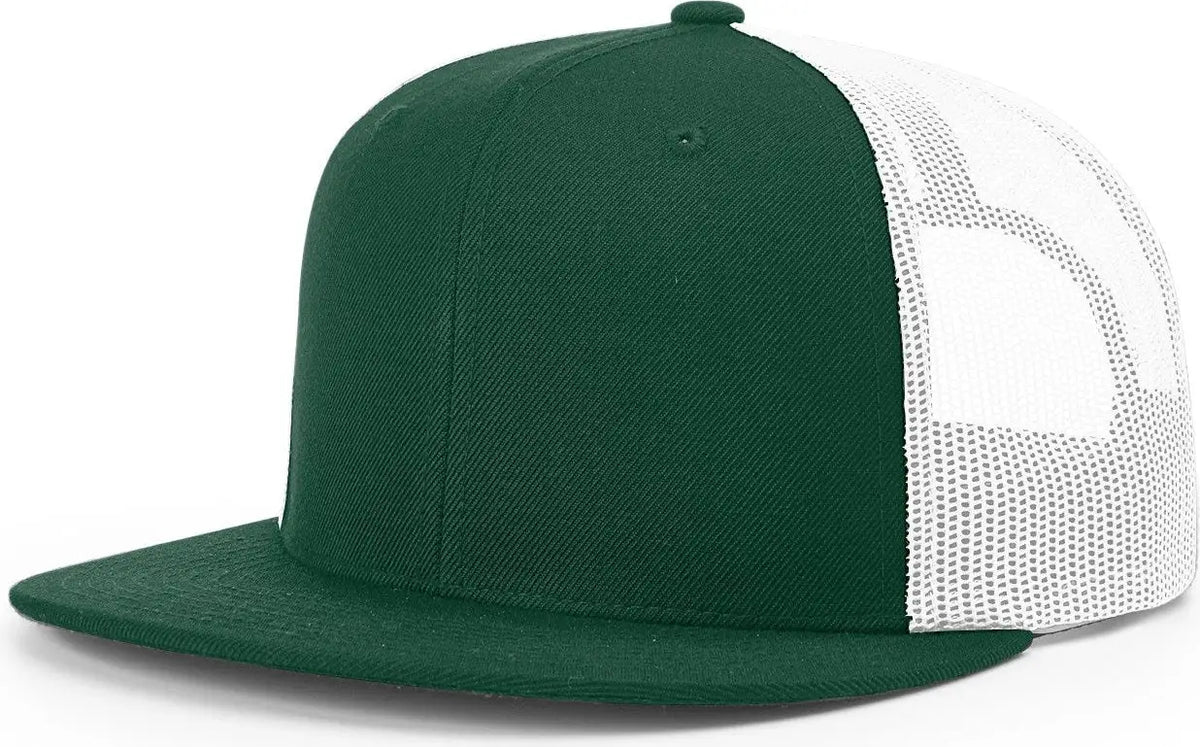 Richardson 511 Acrylic-wool Blend Flatbill Trucker Cap - Dark Green White - Forest / Osfm