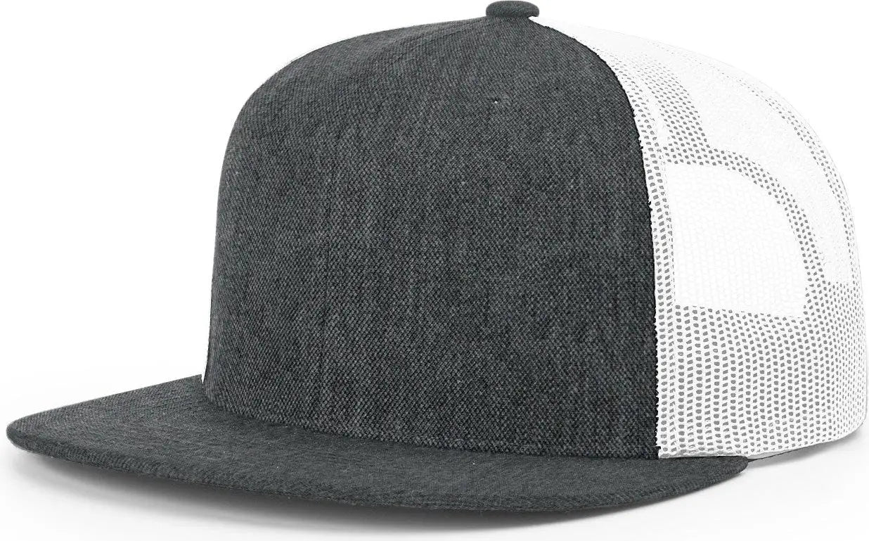 Richardson 511 Acrylic-wool Blend Flatbill Trucker Cap - Heather Charcoal White - Dark Gray / Osfm