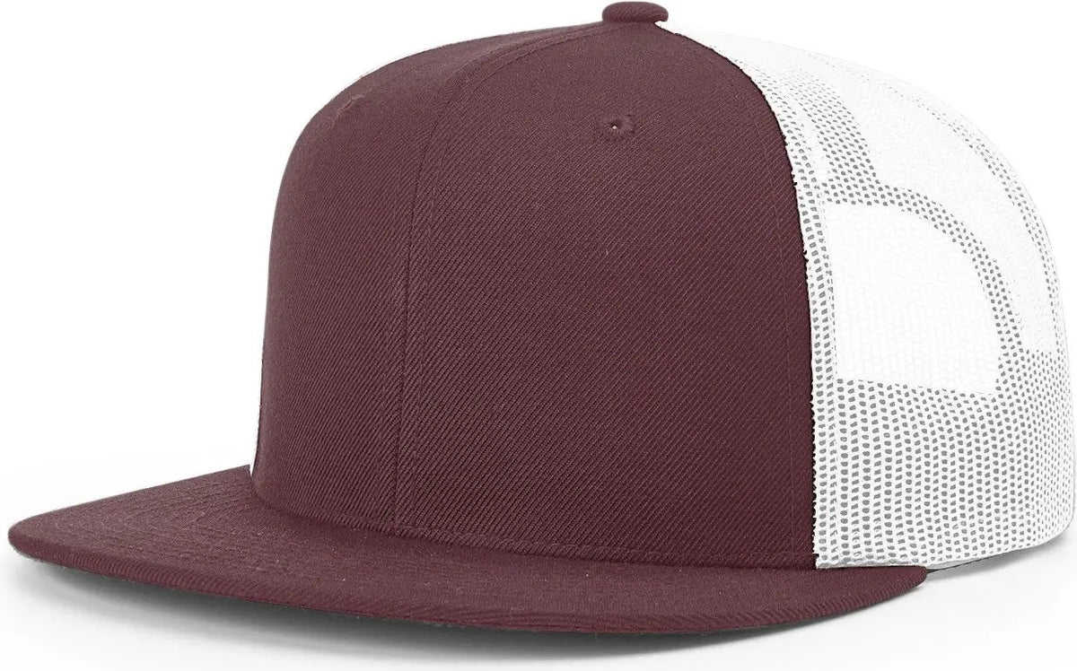 Richardson 511 Acrylic-wool Blend Flatbill Trucker Cap - Maroon White - Osfm