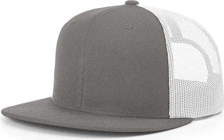 Richardson 511 Wool Blend Flat Bill Trucker Caps Charcoal White Dark Gray / Osfm