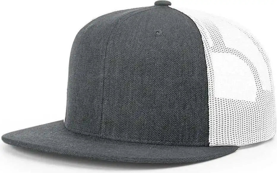 Richardson 511 Wool Blend Flat Bill Trucker Caps - Heather Charcoal White - Dark Gray / Osfm