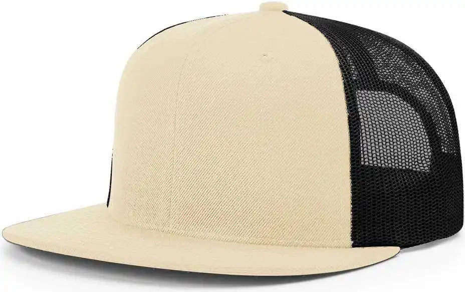 Richardson 511 Wool Blend Flat Bill Trucker Caps - Khaki Black - Osfm