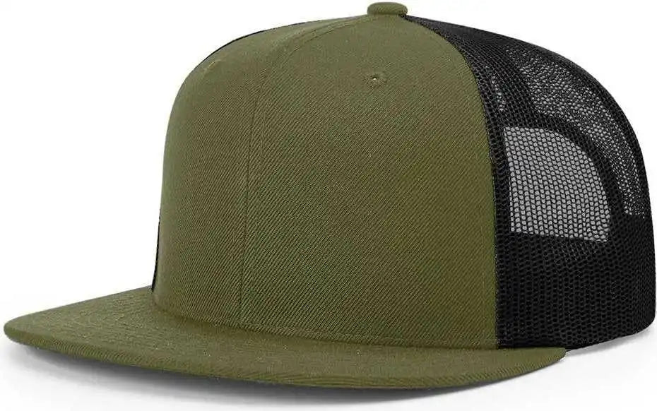 Richardson 511 Wool Blend Flat Bill Trucker Caps - Loden Black - Dark Gray / Osfm