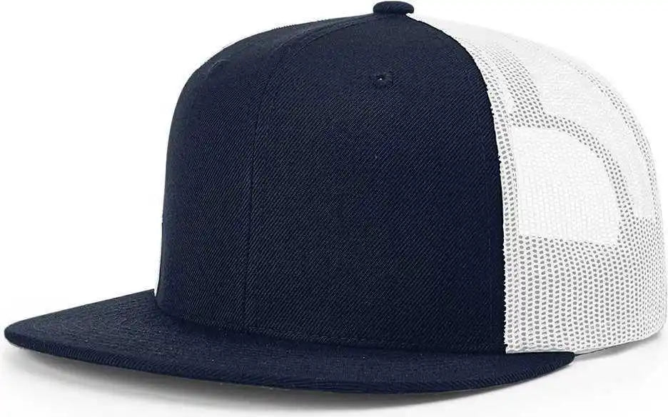 Richardson 511 Wool Blend Flat Bill Trucker Caps - Navy White - Osfm