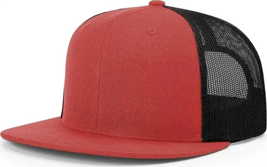 Richardson 511 Wool Blend Flat Bill Trucker Caps - Red Black - Osfm