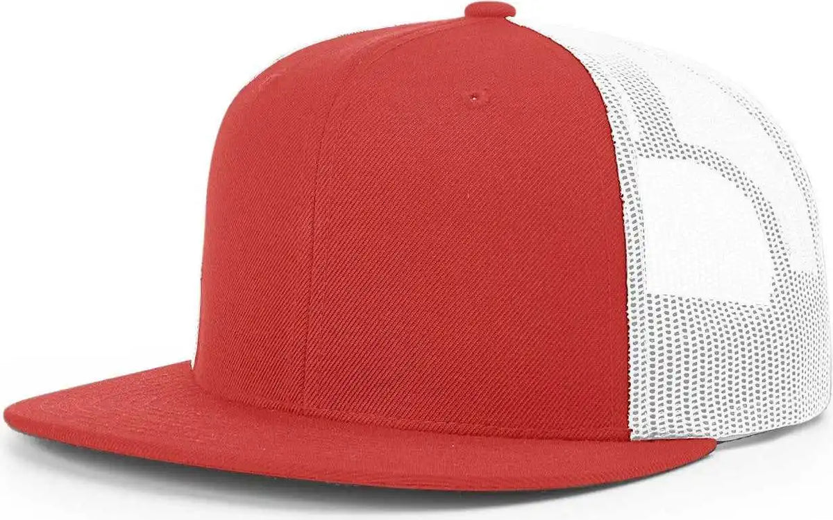 Richardson 511 Wool Blend Flat Bill Trucker Caps Red Whte / Osfm
