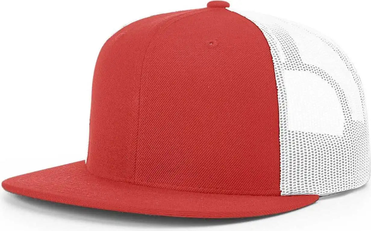 Richardson 511 Wool Blend Flat Bill Trucker Caps Red Whte / Osfm