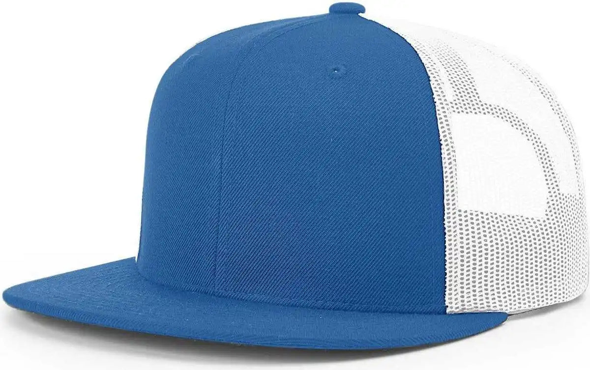 Richardson 511 Wool Blend Flat Bill Trucker Caps Royal Whte White / Osfm