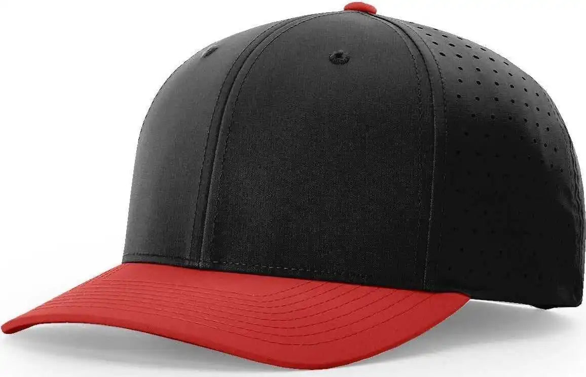Richardson 632 Laser Perf r Flex Adjustable Caps Black Red / Sm