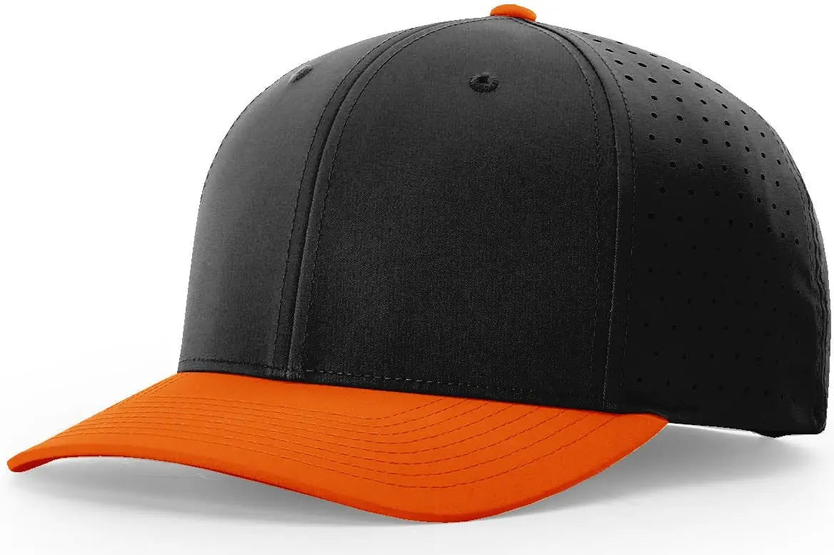 Richardson 632 Laser Perf R-flex Snapback Cap - Black Orange