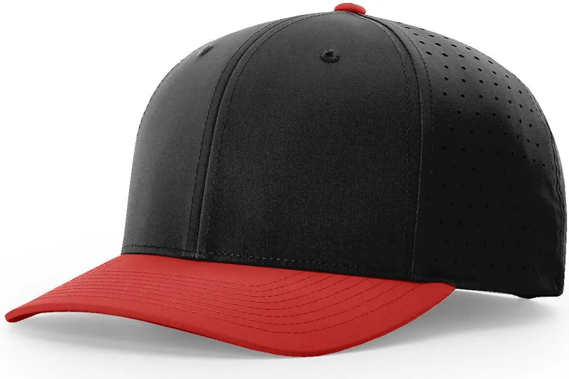 Richardson 632 Laser Perf R-flex Snapback Cap - Black Red - s