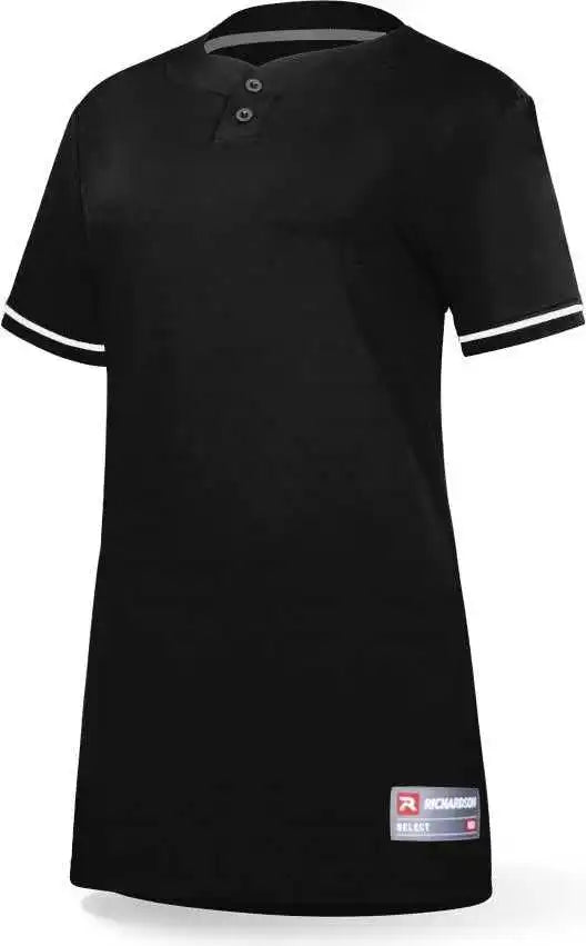 Richardson 7112wy Girl’s Select Softball 2-button Jersey - Black White