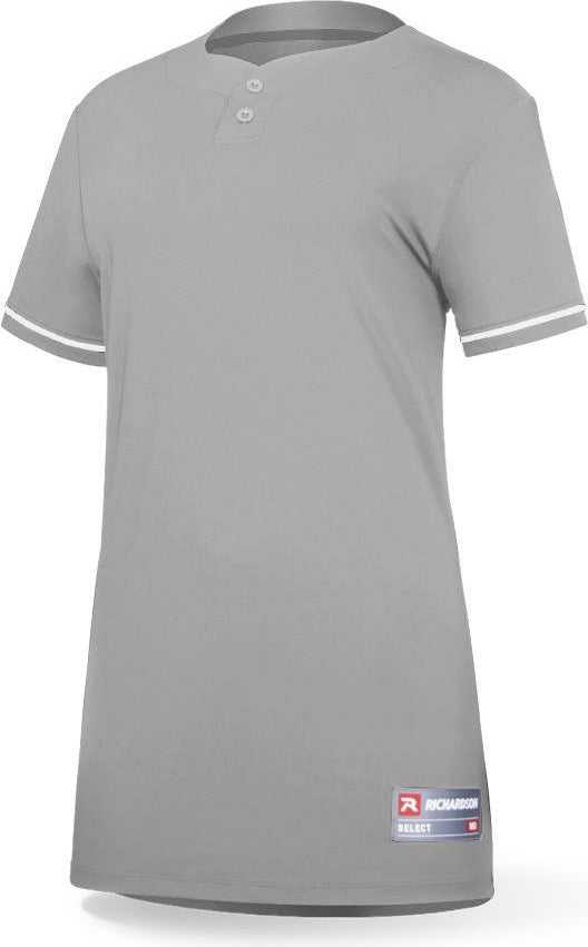 Richardson 7112wy Girl’s Select Softball 2-button Jersey - Gray White