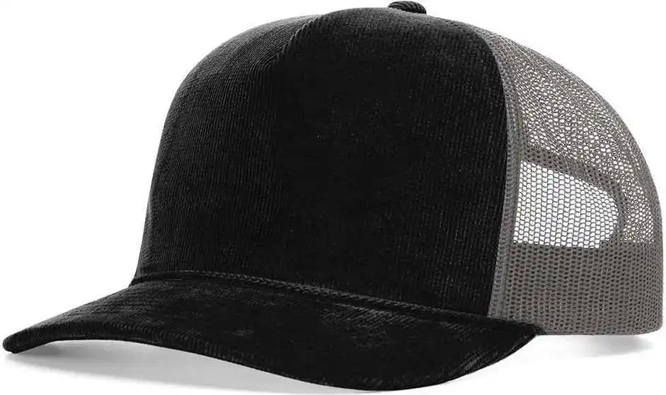 Richardson 930 Troutdale Corduroy Trucker Caps Black Charcoal Dark Gray / Osfm