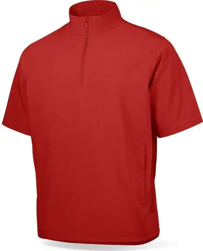 Richardson Pts4010t Adult Pts Baseball Barrage Wind Shirt Short Sleeve 1/4 Zip (batting Jacket) - Red