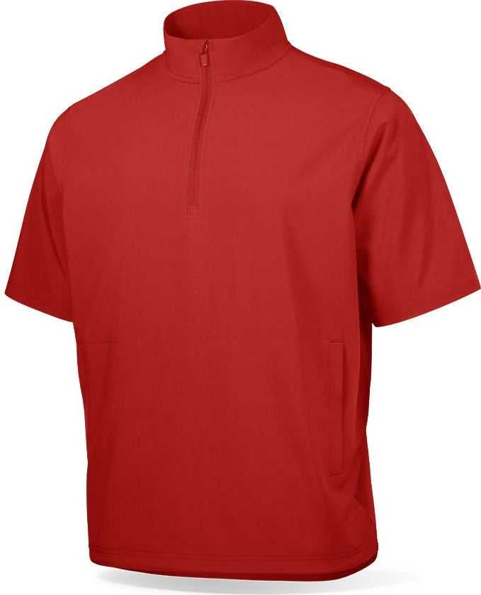 Richardson Pts4010t Adult Pts Baseball Barrage Wind Shirt Short Sleeve 1/4 Zip (batting Jacket) - Red