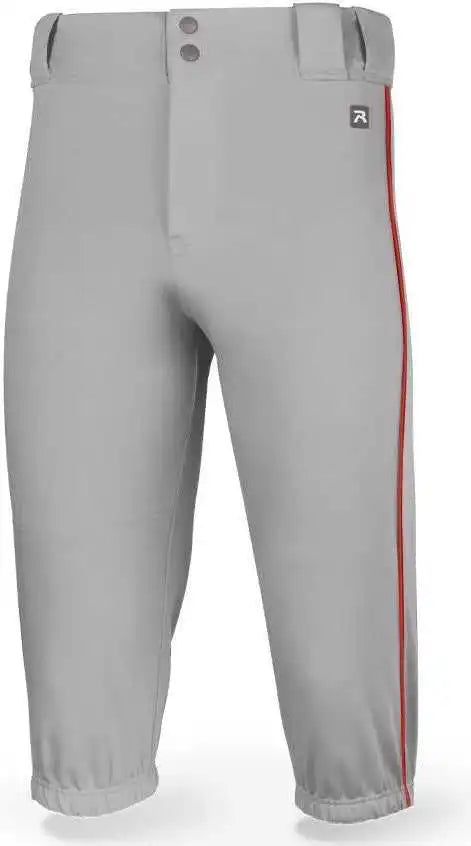 Richardson Pts8022p Adult Pts Baseball Knicker Pant with Piping - Gray Red