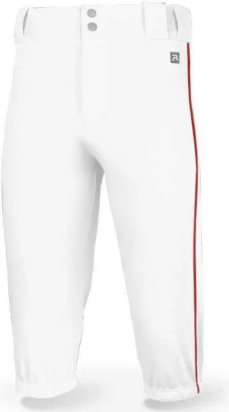 Richardson Pts8022p Adult Pts Baseball Knicker Pant with Piping - White Red