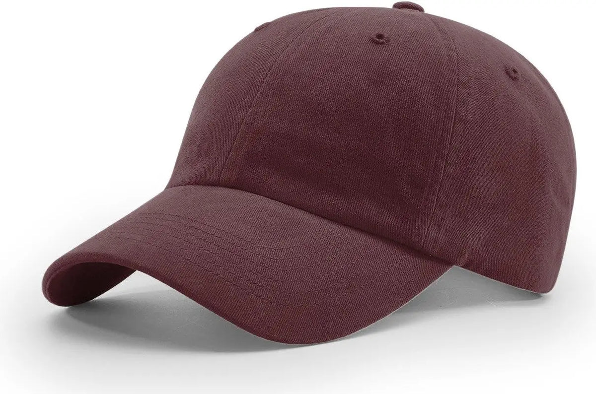 Richardson R55 R65 Garment Washed Twill Cap - Maroon - Osfm