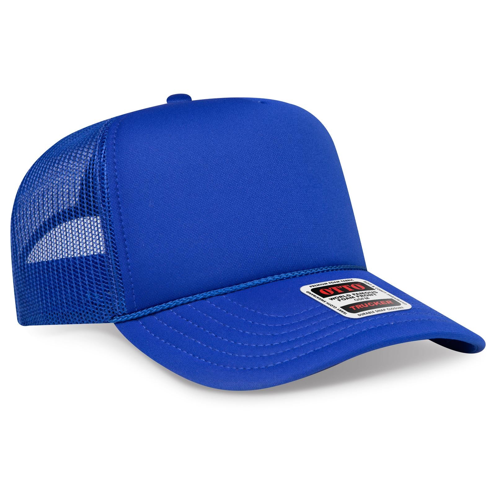 Right View of 001 - Royal OTTO CAP 5 Panel High Crown Mesh Back Trucker Hat
