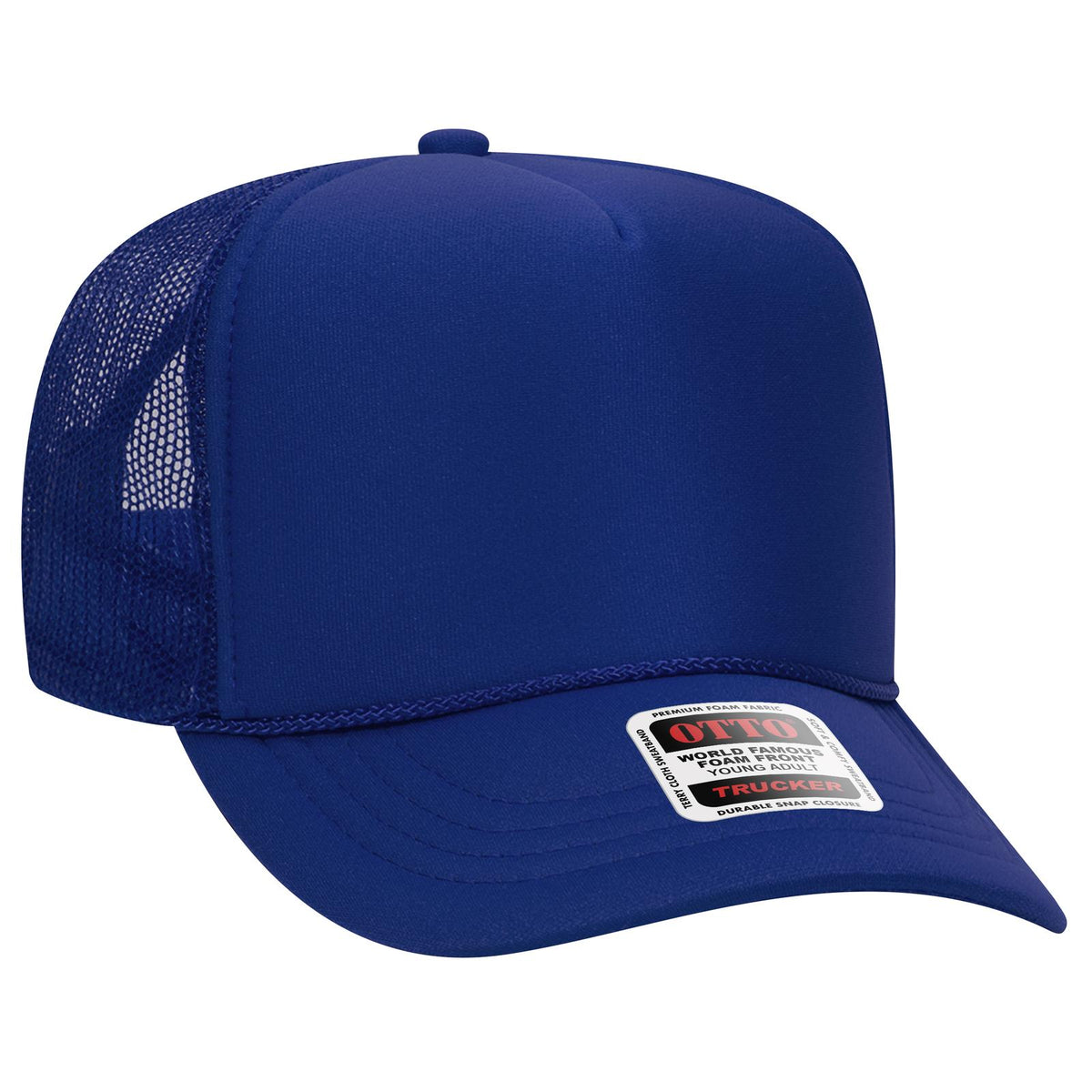 Right View of 001 - Royal OTTO CAP 5 Panel High Crown Mesh Back Trucker Hat