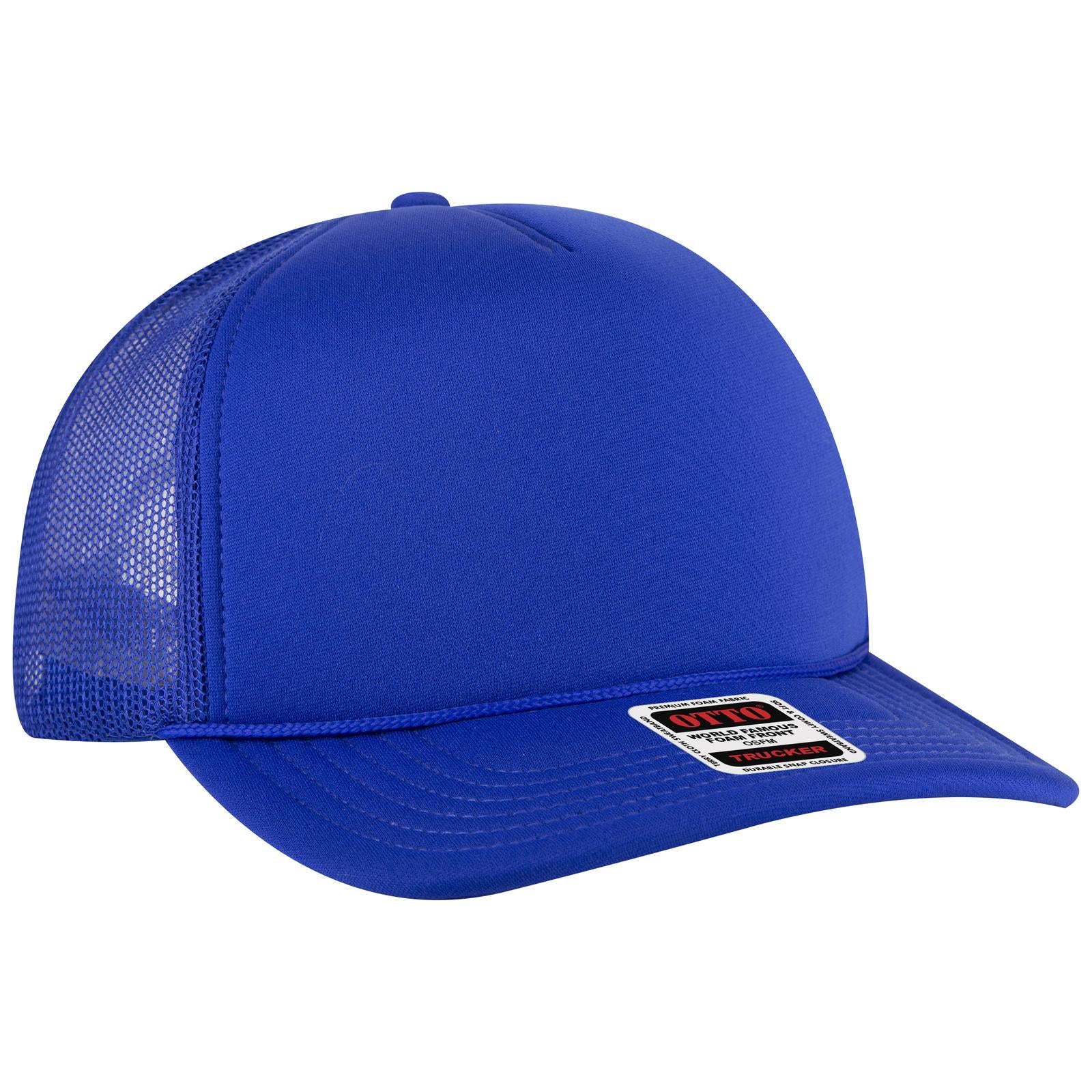 Right View of 001 - Royal OTTO CAP 5 Panel High Crown Mesh Back Trucker Hat
