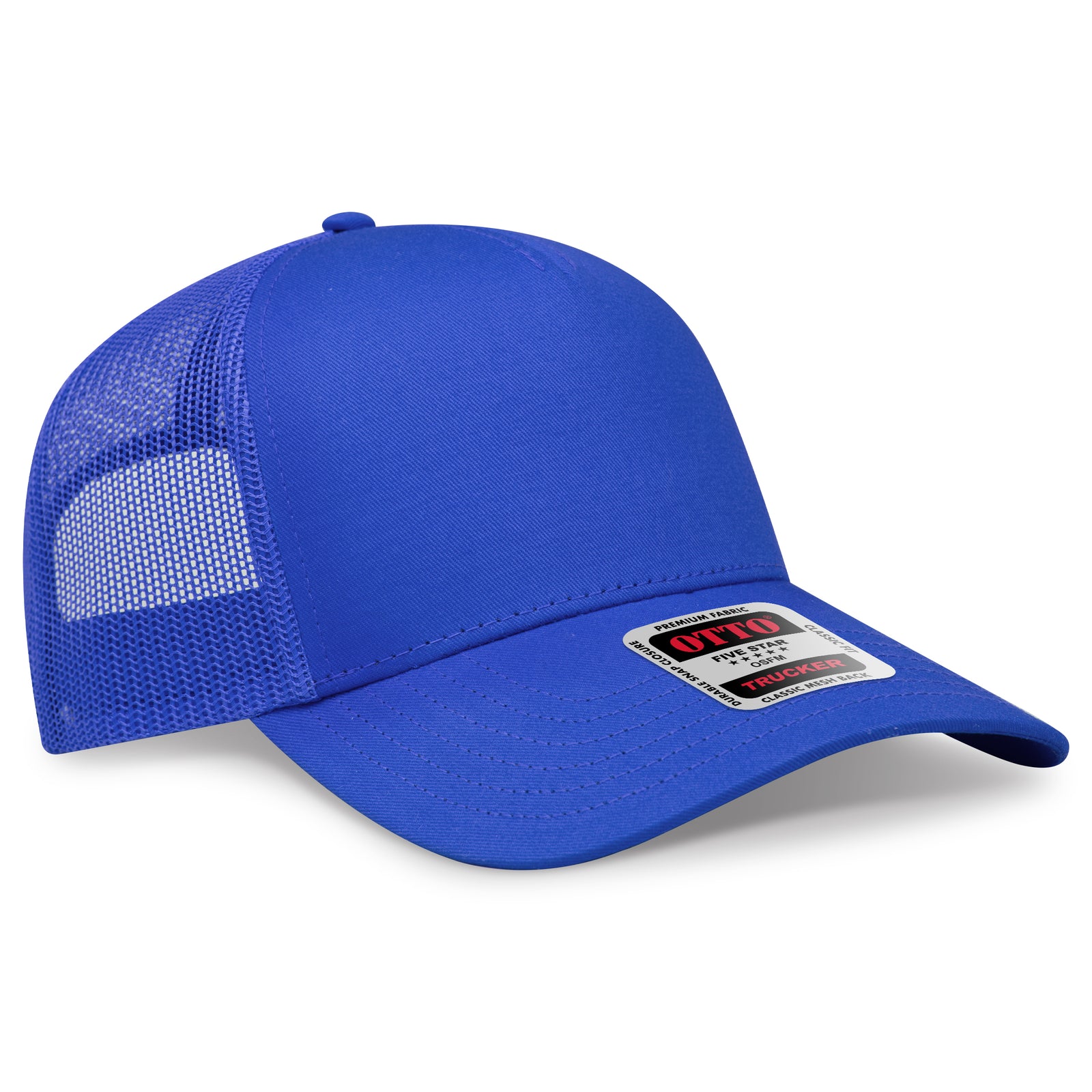 Front View of 001 - Royal OTTO CAP 5 Panel Low Profile Mesh Back Trucker Hat
