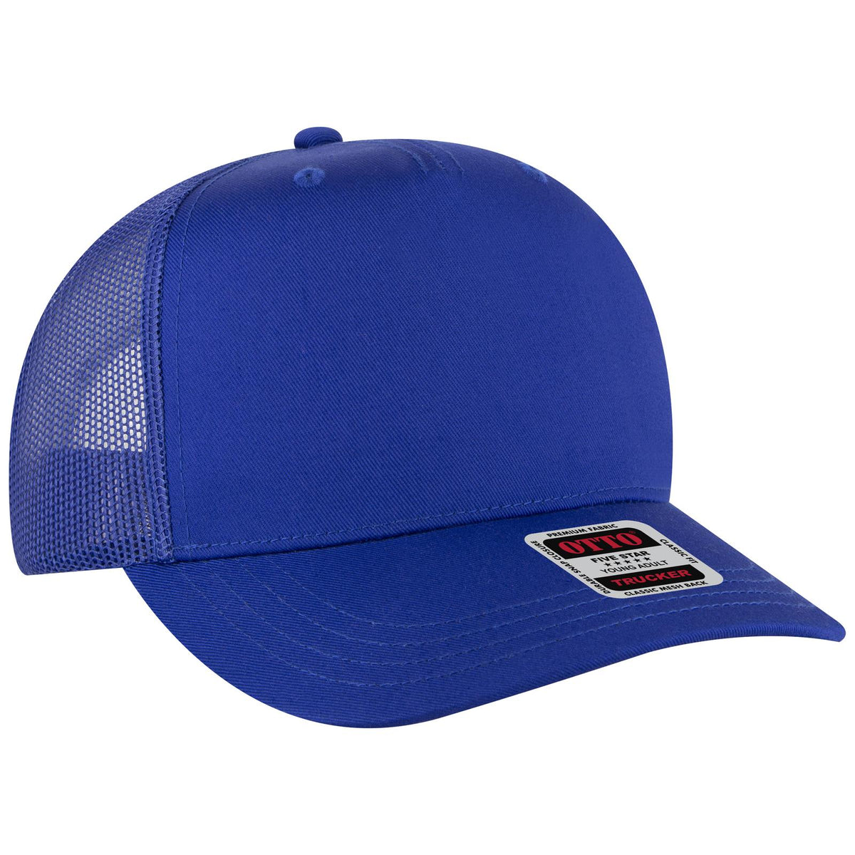 Right View of 001 - Royal OTTO CAP 5 Panel Mid Profile Mesh Back Trucker Hat