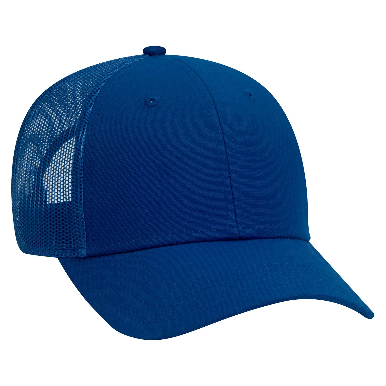 Front View of 001 - Royal OTTO CAP 6 Panel Low Profile Mesh Back Trucker Hat